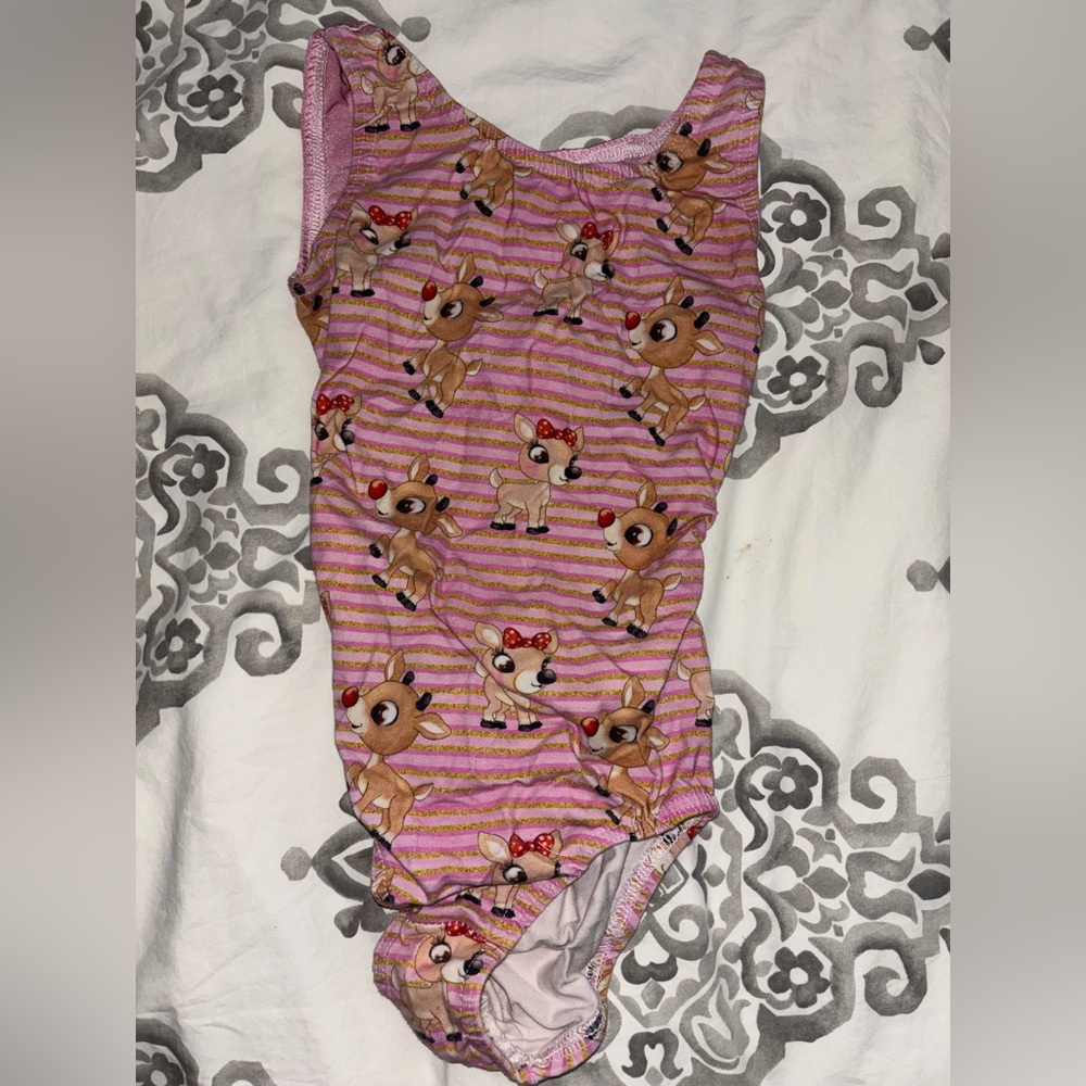 Pink Reindeer Print Kids' Bodysuit